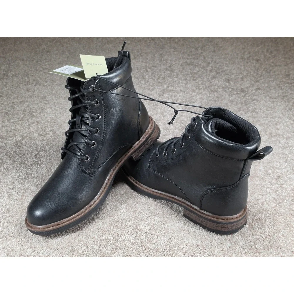 Goodfellow & Co Jeffrey Black Lace Up Boots Mens 7 Memory Foam Lug Sole New